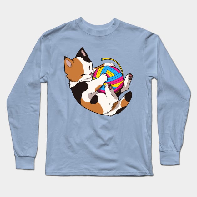 Pansexual Pride Calico Cat Long Sleeve T-Shirt by saltuurn